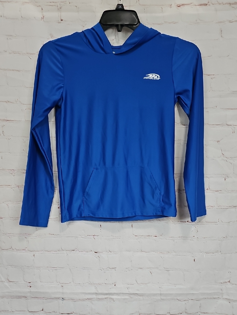 Blue Kids' Hooded Sun Shirt with Front Pocket